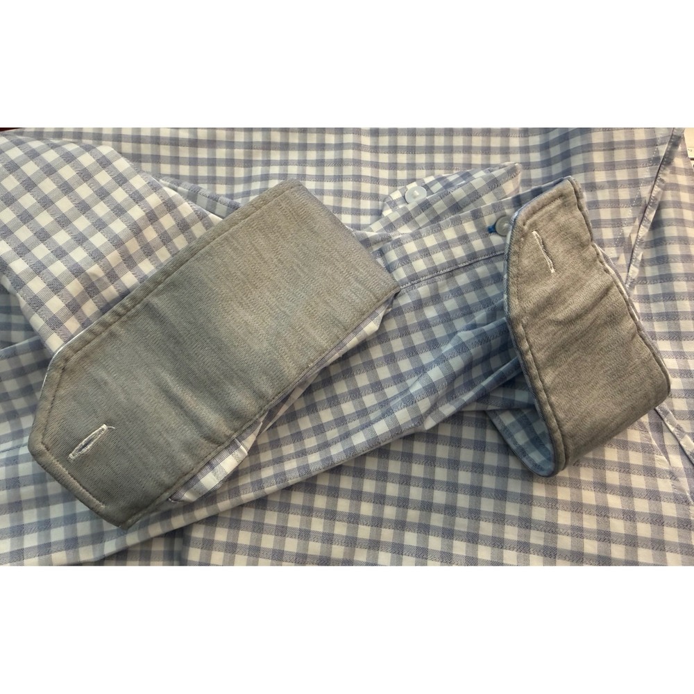 TWILLORY‎ Performance Tailored Fit Dress Shirt Blue/White Check Men's Sz L 34/35 - Picture 8 of 11